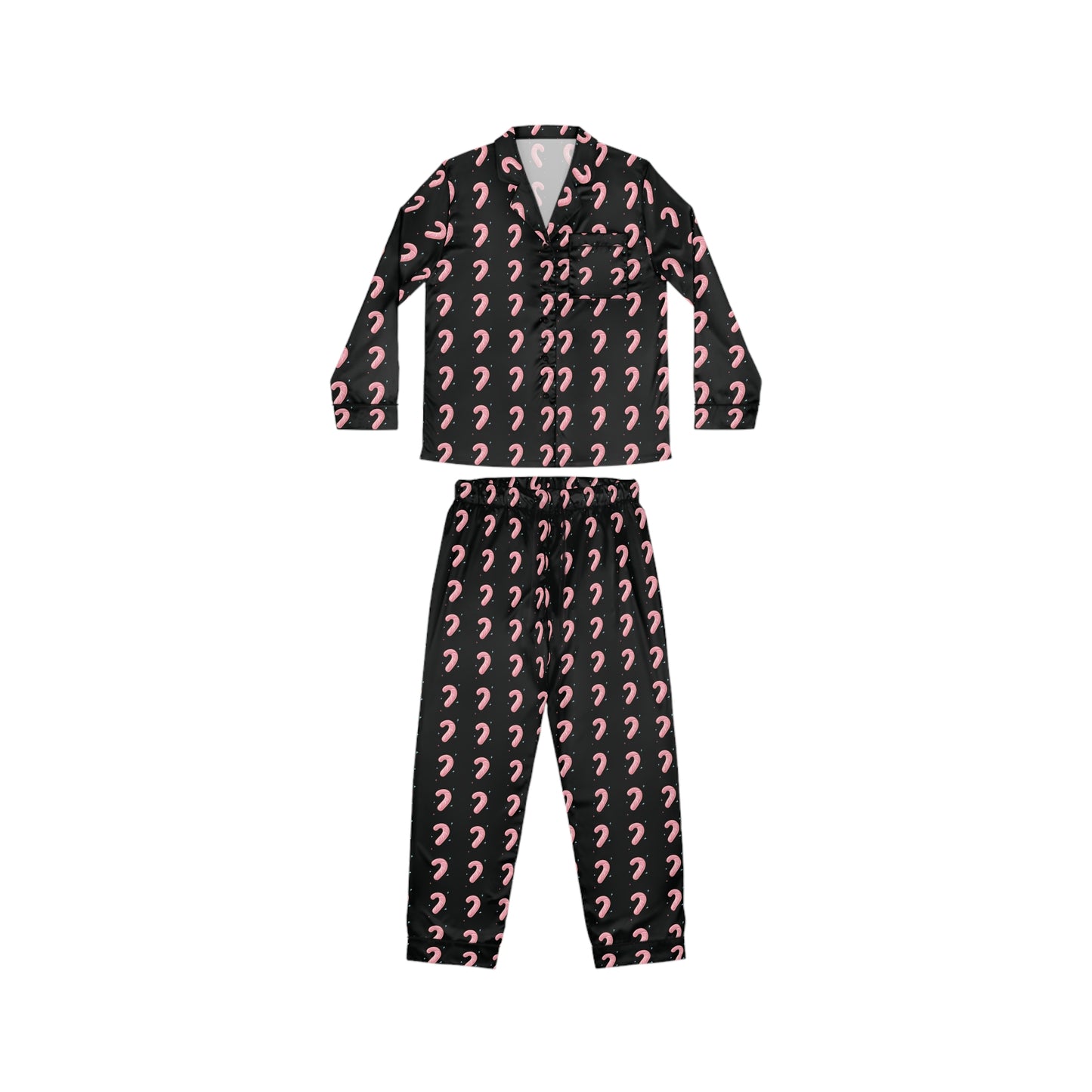 💗 Pink Candy Cane Silk Pajamas